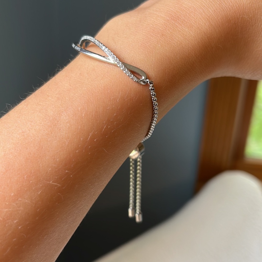 Mint Condition Michael Kors Silver and Cubic Zirconia Slider Bracelet